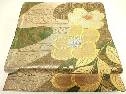 平和屋着物◎六通柄袋帯 草花 金銀糸 正絹 逸品 DAAX1790op