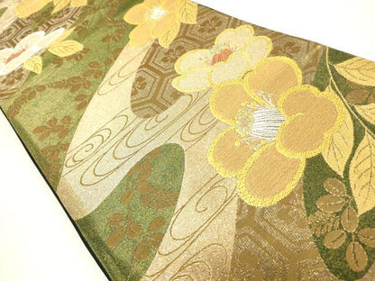 平和屋着物◎六通柄袋帯 草花 金銀糸 正絹 逸品 DAAX1790op