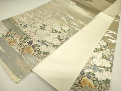 平和屋着物◎太鼓柄袋帯 唐織 飛鶴花文 金糸 正絹 逸品 DAAX1791op