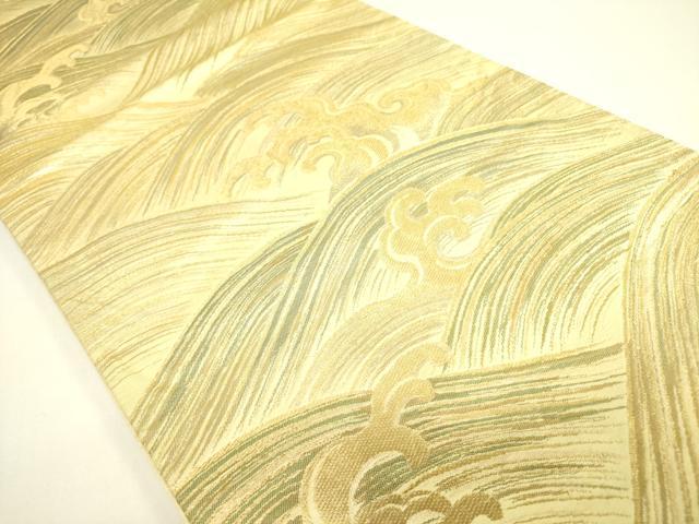 平和屋着物◎西陣 六通柄袋帯 立波文 金糸 正絹 逸品 DAAX1807op