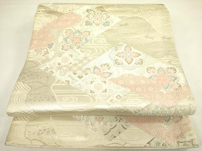 平和屋着物◎六通柄袋帯 唐織 粋創桧重 銀糸 正絹 逸品 DAAX1808op