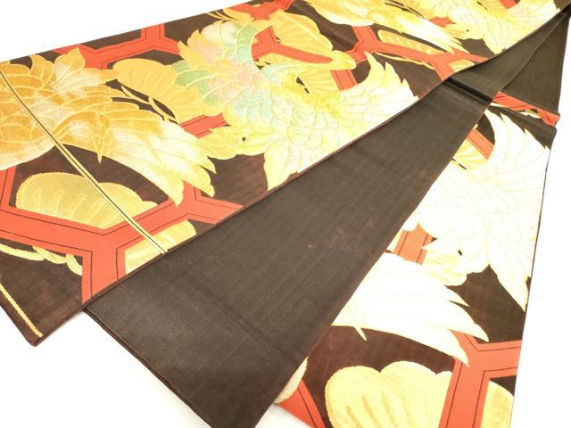 平和屋着物◎六通柄袋帯 飛鶴亀甲松文 金銀糸 正絹 逸品 DAAX1813op