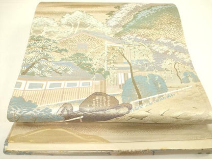 平和屋着物◎六通柄袋帯 名勝百景 祇園新橋辺 金糸 正絹 逸品 DAAX1814op