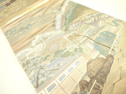平和屋着物◎六通柄袋帯 名勝百景 祇園新橋辺 金糸 正絹 逸品 DAAX1814op
