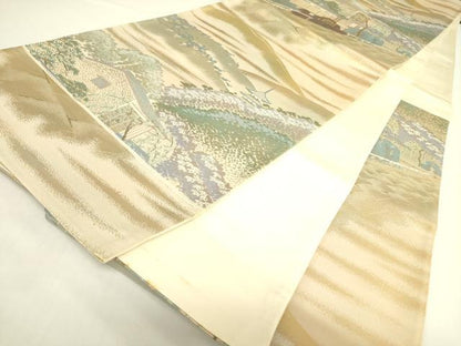 平和屋着物◎六通柄袋帯 名勝百景 祇園新橋辺 金糸 正絹 逸品 DAAX1814op