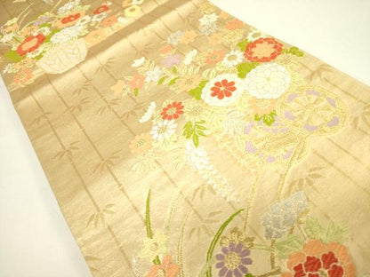平和屋着物◎六通柄袋帯 唐織 花車文 金銀糸 正絹 逸品 DAAX1819op