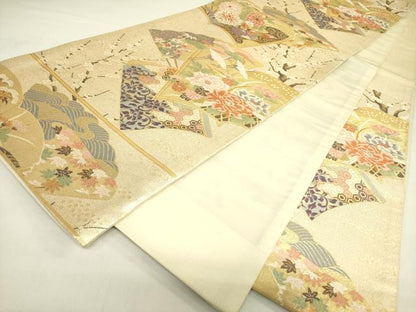 平和屋着物◎六通柄袋帯 吉祥絵図 金糸 正絹 逸品 DAAX1829op