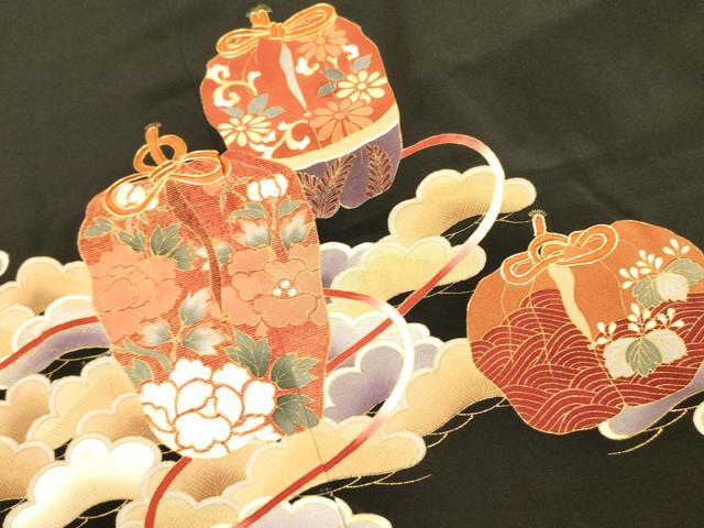 平和屋着物■豪華黒留袖　作家物　駒刺繍　仕覆花文　金彩　正絹　逸品　DAAX1891op