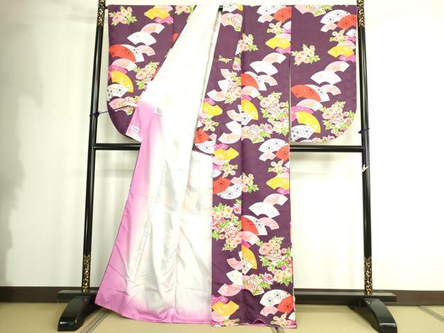 平和屋着物●小振袖 二尺袖 地紙花文 洗える着物 DAAX1942op