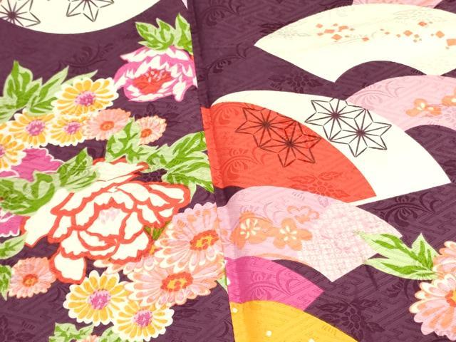 平和屋着物●小振袖 二尺袖 地紙花文 洗える着物 DAAX1942op