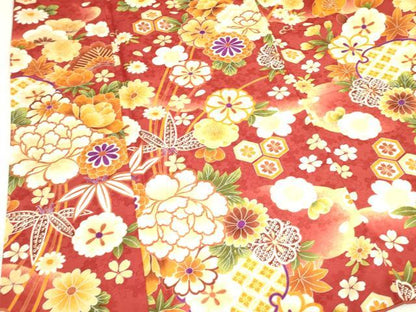 平和屋着物●小振袖 二尺袖 牡丹 亀甲花文 金彩 DAAX1944op