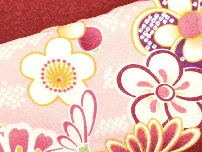 平和屋着物●小振袖 二尺袖 雲取り花文 洗える着物 DAAX1962op