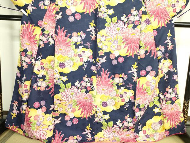 平和屋着物●小振袖　二尺袖　乱菊　橘　洗える着物　DAAX1969op