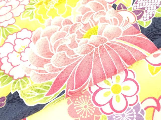 平和屋着物●小振袖　二尺袖　乱菊　橘　洗える着物　DAAX1969op