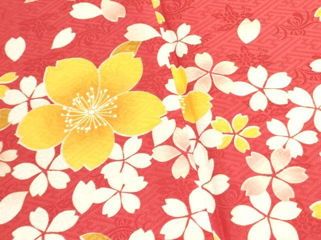平和屋着物●小振袖　二尺袖　舞桜文　洗える着物　DAAX1980op