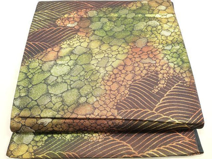 平和屋着物◎六通柄袋帯 立波文 金糸 正絹 逸品 DAAX2226xg