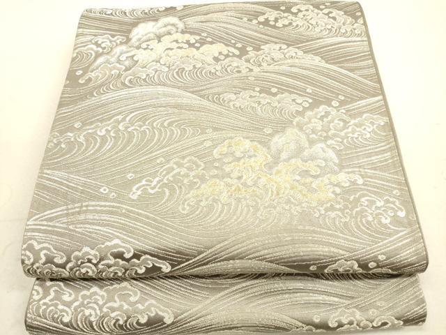 平和屋着物◎六通柄袋帯 荒波文 金糸 正絹 逸品 DAAX2232xg