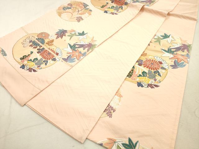 平和屋着物◎西陣 六通柄袋帯 唐織 秋草入扇花の丸文様 金糸 証紙付き 正絹 逸品 DAAX2242xg