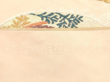平和屋着物◎西陣 六通柄袋帯 唐織 秋草入扇花の丸文様 金糸 証紙付き 正絹 逸品 DAAX2242xg