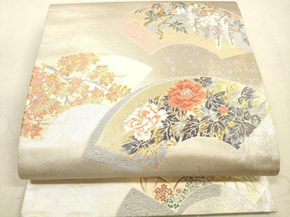 平和屋着物◎六通柄袋帯 唐織 四季扇遊文 香漂花 金糸 引箔 正絹 逸品 DAAX2246xg