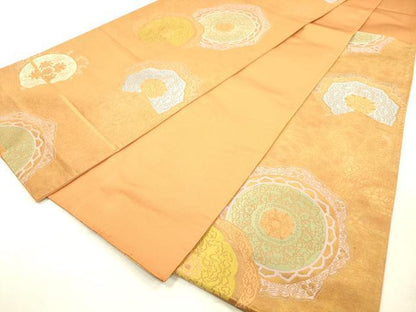 平和屋着物◎六通柄袋帯 唐織 飾花文 青海波 正絹 逸品 DAAX2249xg