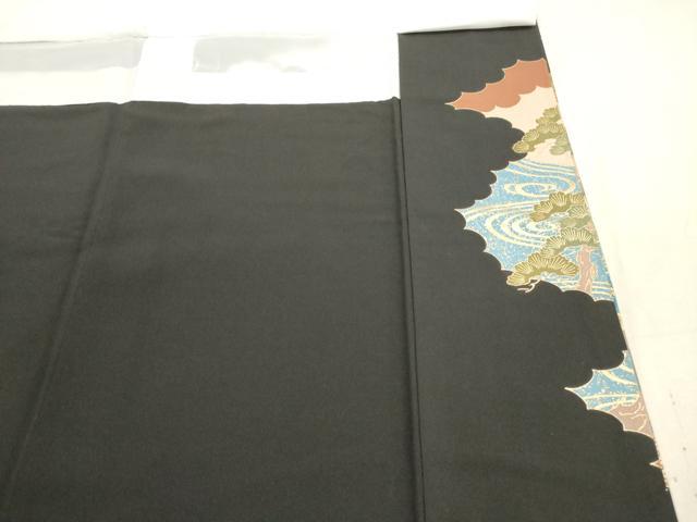 平和屋着物■豪華黒留袖　駒刺繍　群鶴松文　金銀彩　正絹　逸品　DAAX2263xg