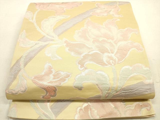 平和屋着物◎六通柄袋帯　更紗花文　金糸　正絹　逸品　DAAX2314xg