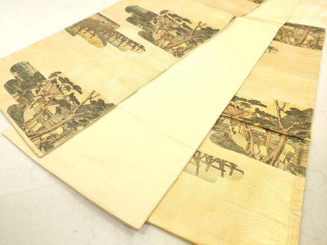 平和屋着物◎六通柄袋帯　エ霞風景文　金糸　正絹　逸品　DAAX2320xg