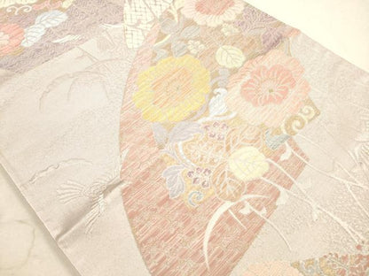 平和屋着物◎六通柄袋帯　富寿花京廣　金銀糸　正絹　逸品　DAAX2324xg