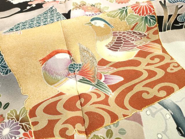 平和屋着物■豪華黒留袖 駒刺繍 地紙鴛鴦花文 金彩 正絹 逸品 DAAX2338xg