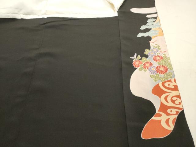 平和屋着物■豪華黒留袖 駒刺繍 地紙鴛鴦花文 金彩 正絹 逸品 DAAX2338xg