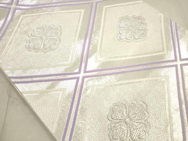 平和屋着物◎六通柄袋帯　花菱文　銀糸　正絹　逸品　DAAX2412xg