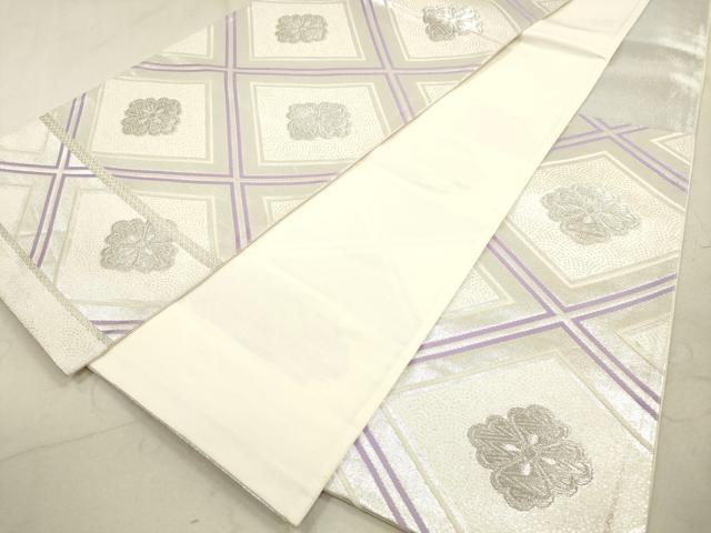 平和屋着物◎六通柄袋帯　花菱文　銀糸　正絹　逸品　DAAX2412xg