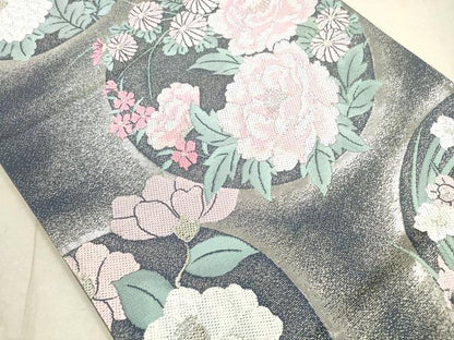平和屋着物◎六通柄袋帯　花丸文　金銀糸　正絹　逸品　DAAX2428xg