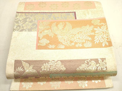平和屋着物◎六通柄袋帯　鳳凰花文　金糸　正絹　逸品　DAAX2444xg