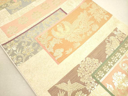 平和屋着物◎六通柄袋帯　鳳凰花文　金糸　正絹　逸品　DAAX2444xg