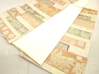 平和屋着物◎六通柄袋帯　鳳凰花文　金糸　正絹　逸品　DAAX2444xg