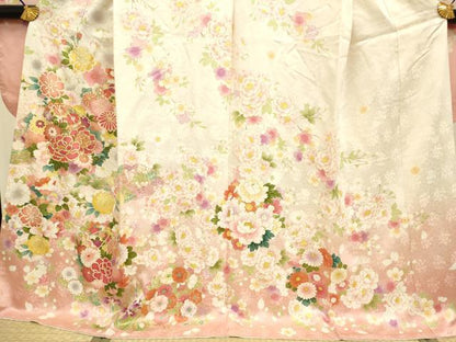 平和屋着物●豪華振袖　駒刺繍　花毬紋　暈し染め　金彩　正絹　逸品　DAAX2526du