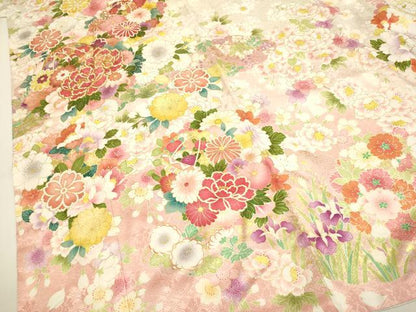 平和屋着物●豪華振袖　駒刺繍　花毬紋　暈し染め　金彩　正絹　逸品　DAAX2526du