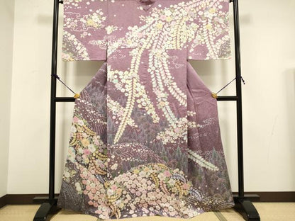 平和屋着物●訪問着　絞り　辻が花　金通し地　正絹　逸品　DAAX2544du