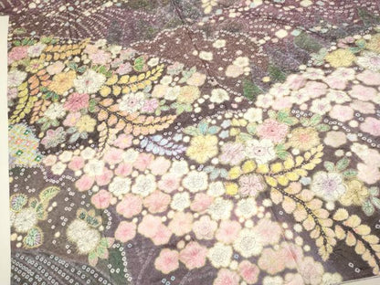 平和屋着物●訪問着　絞り　辻が花　金通し地　正絹　逸品　DAAX2544du