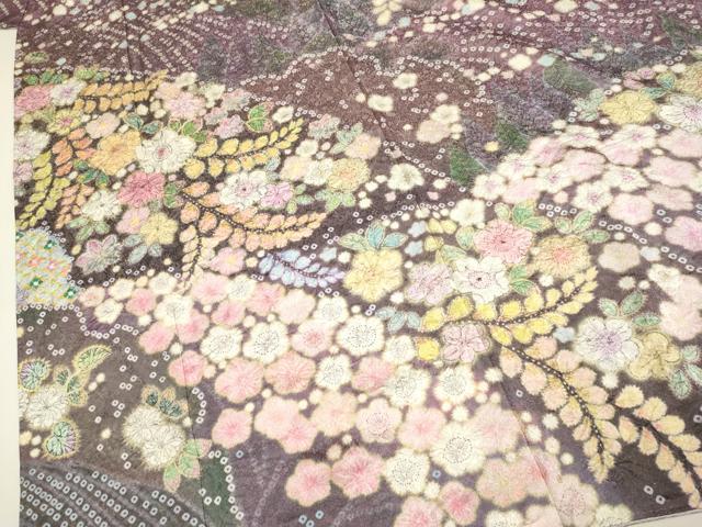 平和屋着物●訪問着　絞り　辻が花　金通し地　正絹　逸品　DAAX2544du