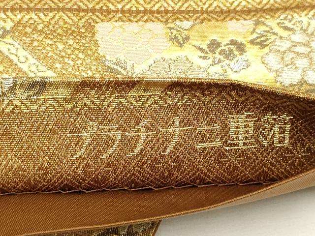 平和屋着物◎六通柄袋帯　御所車吉祥花文　プラチナ二重箔　正絹　逸品　DAAX2866du