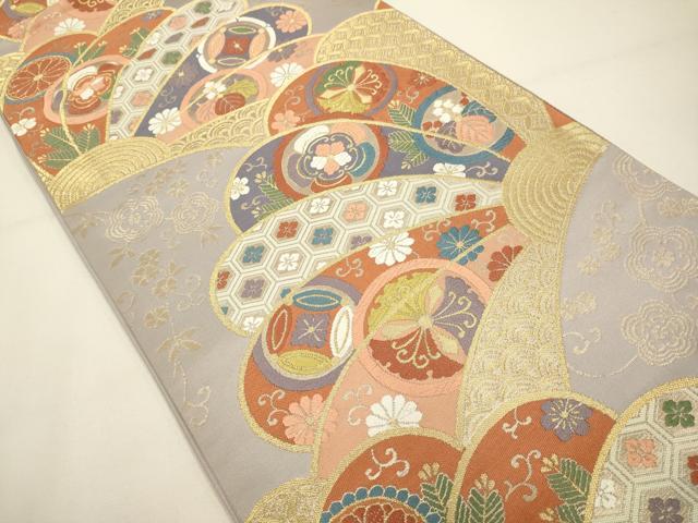 平和屋着物◎六通柄袋帯　唐織　吉祥花文　金糸　正絹　逸品　DAAX2963du