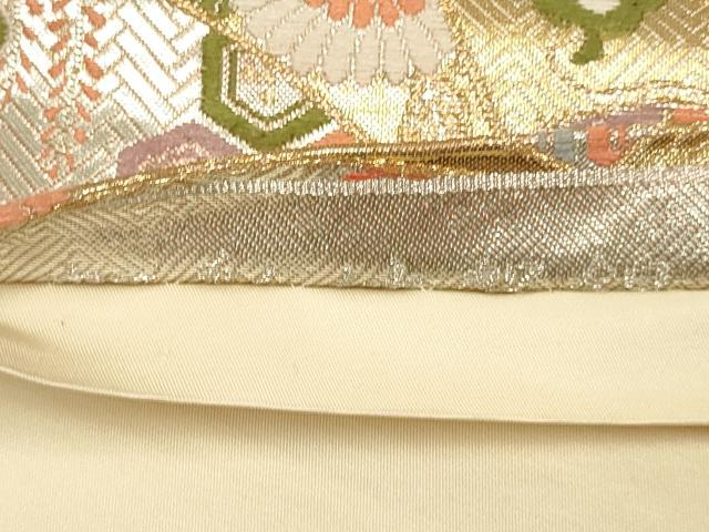 平和屋着物◎六通柄袋帯 唐織 虹彩錦 束ね熨斗飛鶴吉祥花文 金銀糸 正絹 逸品 DAAX2982du