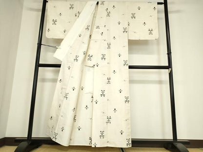 平和屋着物▽上質な紬　単衣　絣花文　正絹　逸品　DAAX3001az