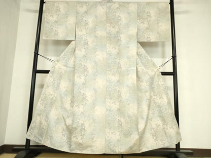 平和屋着物▽上質な紬 単衣 草葉文 正絹 逸品 DAAX3017az