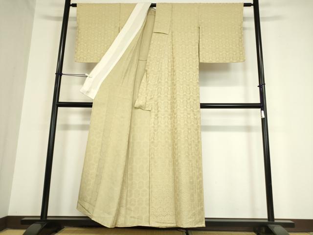 平和屋着物▽極上 お召 単衣 亀甲花文 正絹 逸品 DAAX3019az
