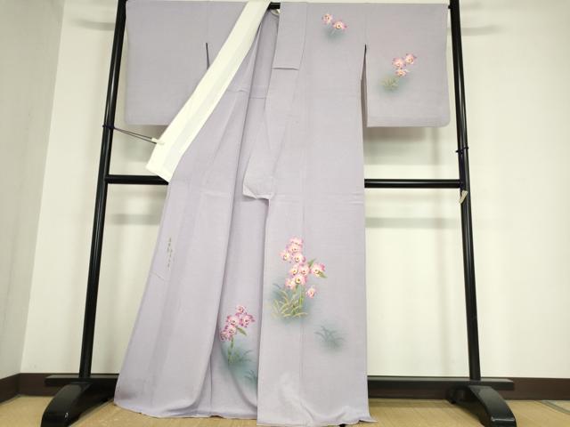 平和屋着物▽訪問着 単衣 作家物 花散道 奄美大島 長生繭 正絹 逸品 DAAX3025az