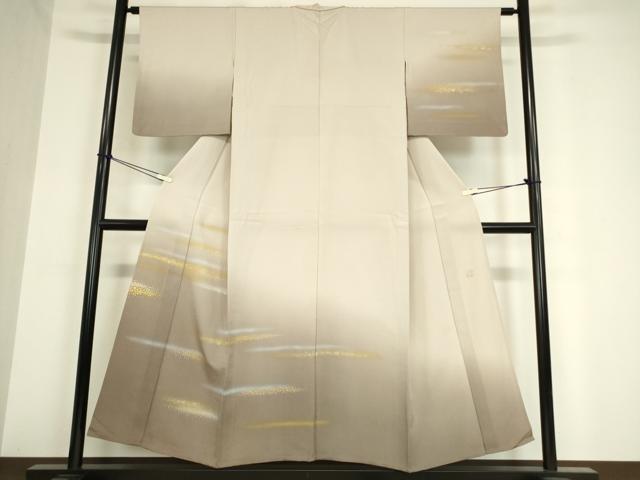 平和屋着物▽人間国宝 福田喜三郎 訪問着 単衣 霞文 金銀彩 正絹 逸品 DAAX3029az